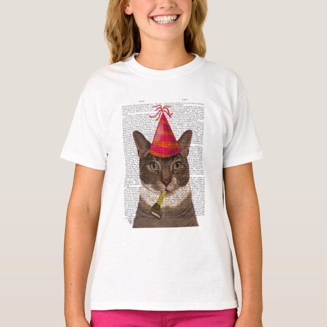 Tortoiseshell Chat mit Party Hat T-Shirt (Vorderseite)