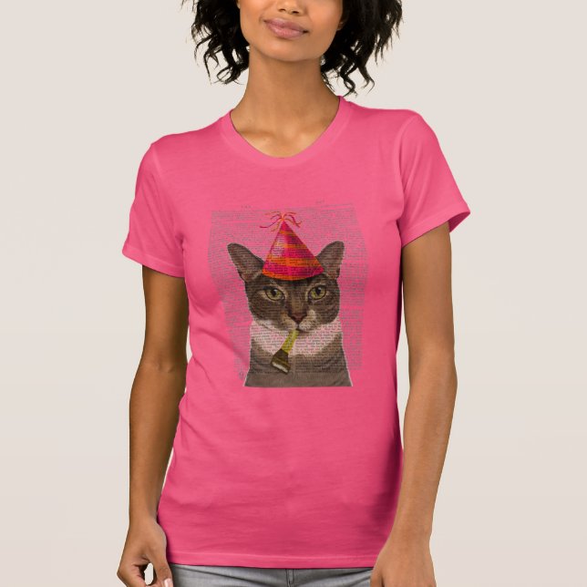 Tortoiseshell Chat mit Party Hat T-Shirt (Vorderseite)