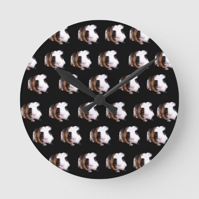 Tortoiseshell Guinea Pigs Medium Wall Clock. Runde Wanduhr (Vorderseite)