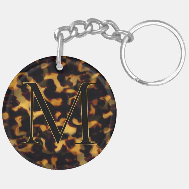 Tortoiseshell Initial Keychain Custom Letter Schlüsselanhänger (Rückseite komplett)