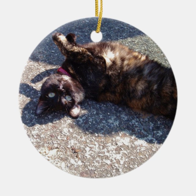 Tortoiseshell Katze Keramik Ornament (Vorne)