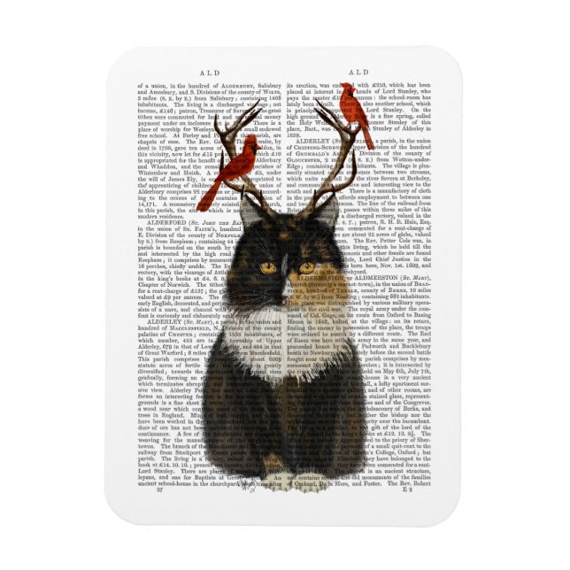 Tortoiseshell Katze mit Antlern und Roten Vögeln Magnet (Vertikal)