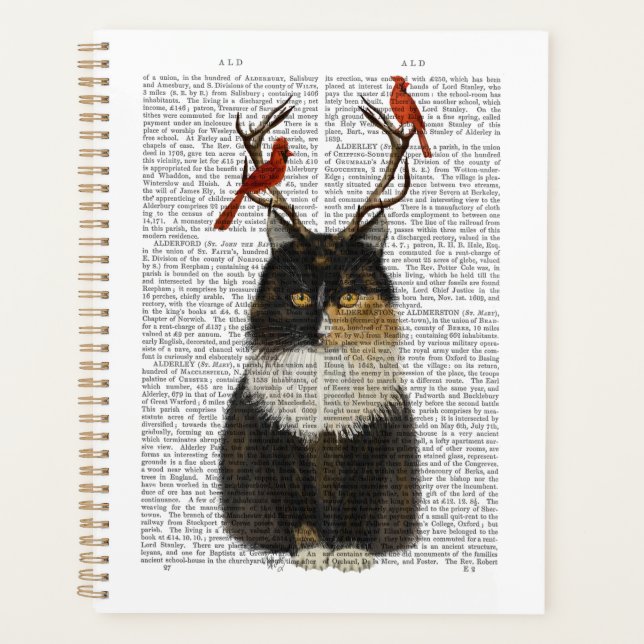 Tortoiseshell Katze mit Antlern und Roten Vögeln Planer (Vorderseite)