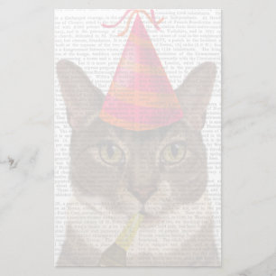 Tortoiseshell Katze mit Party Hat Briefpapier