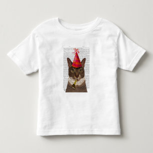 Tortoiseshell Katze mit Party Hat Kleinkind T-shirt