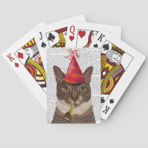 Tortoiseshell Katze mit Party Hat Spielkarten