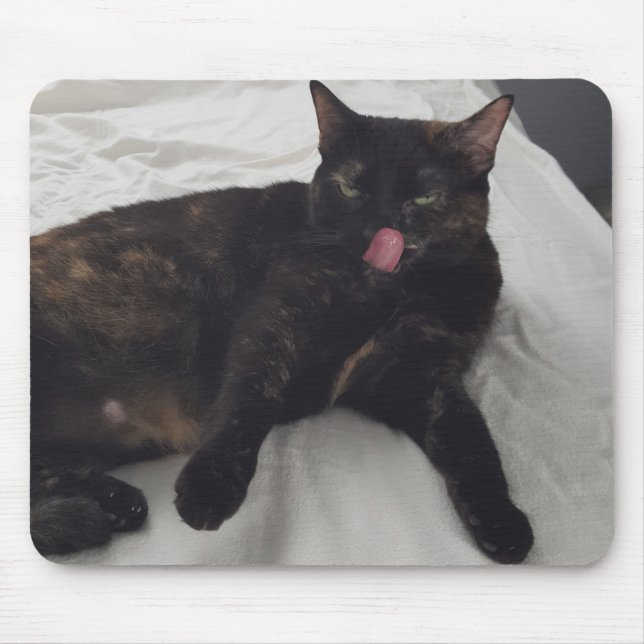 Tortoiseshell Katzenlecken, Zunge raus, Mousepads (Vorne)