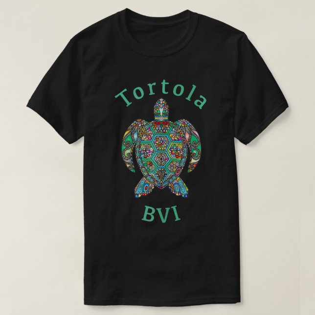Tortola British Jungfrau Islands Tribal Turtle Gif T-Shirt (Design vorne)