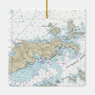 Tortola Nautic Chart Keramikornament