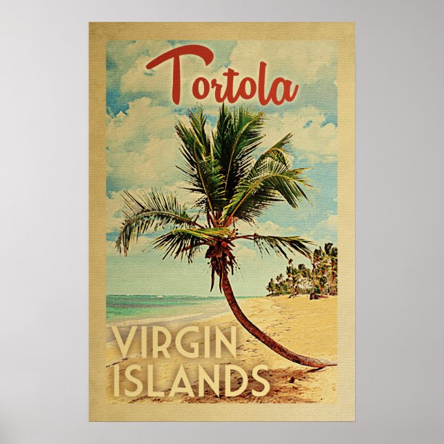 Tortola Palm Tree Vintage Reise Poster (Vorne)