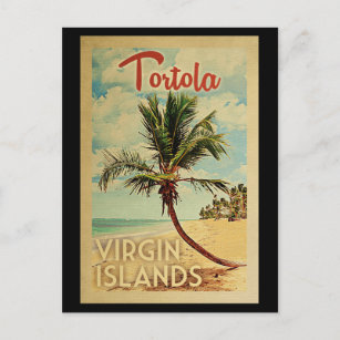 Tortola Palm Tree Vintage Reise Postkarte