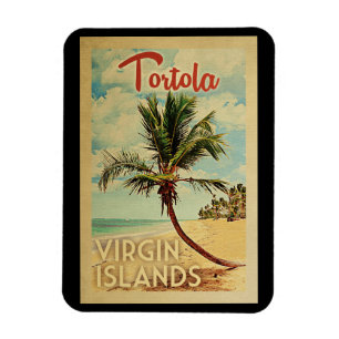 Tortola Palme-Vintage Reise Magnet
