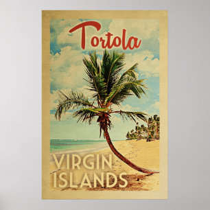 Tortola Palme-Vintage Reise Poster