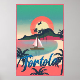 Tortola Retro Coastal Art - Vibranno Island Sunset Poster