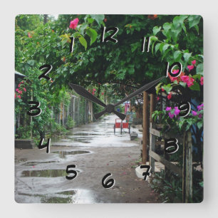 Tortuguero Costa Rica after Rain Backward Clock Quadratische Wanduhr