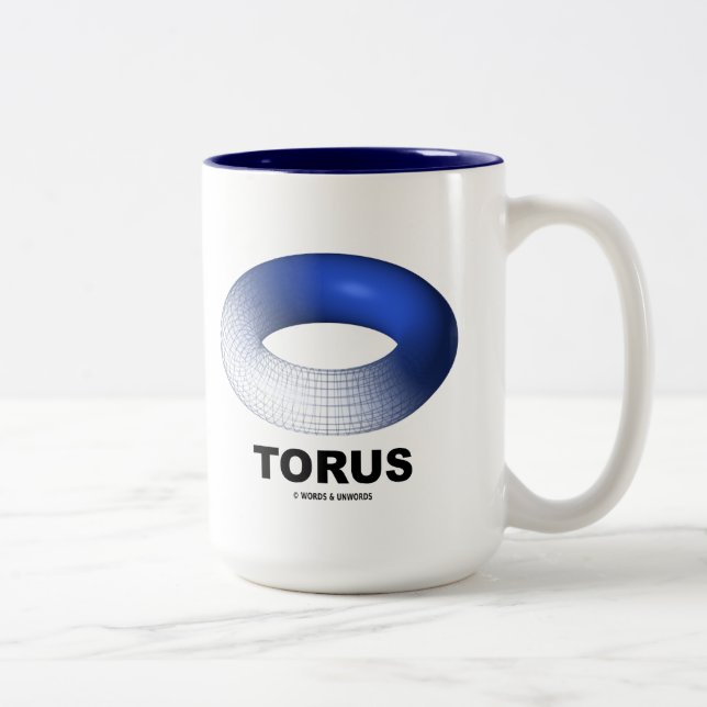 Torus (blaue Toroid-Topologie) Zweifarbige Tasse (Rechts)