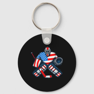 Torwart Eishockeyspieler USA-Flagge Vintage Schlüsselanhänger