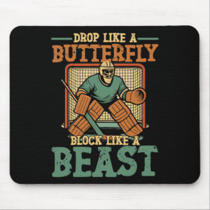Torwart im Eishockey Vintage-Torwart fällt wie ein Mousepad