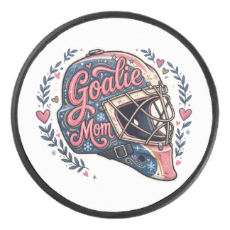 Torwart-Mama-Eishockey-Helm-Maske-Herz-Retro-Kunst Eishockey Puck