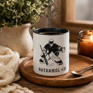 Torwart-Monogramm im Eishockey Tasse