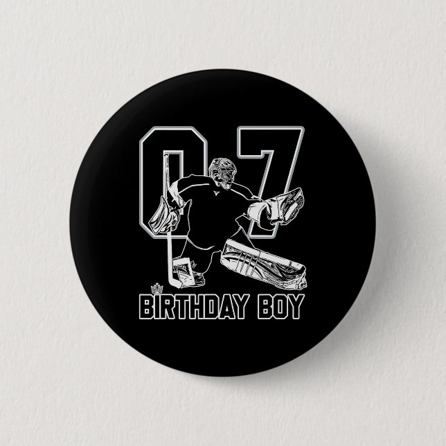 Torwart Nr. 7 Eishockey Alles Gute zum 7. Geburtst Button (Vorderseite)