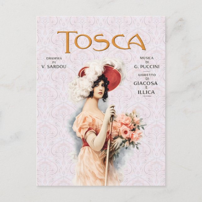Tosca-Oper Vintage - Puccini-Opernposter-Design Postkarte (Vorderseite)