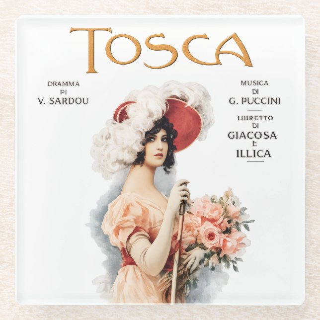 Tosca-Oper Vintage - Puccini Operposter Design Glasuntersetzer (Vorderseite)