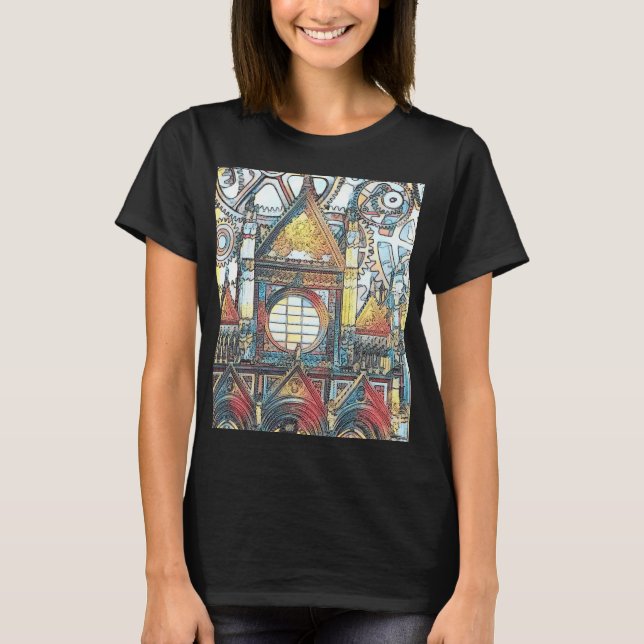 Toscana Kathedrale Steampunk Artwork T-Shirt (Vorderseite)