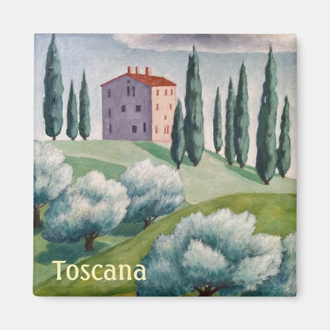 Toscana Magnet/Haus auf dem Hügel/Sonniges Italien Magnet (Vorne)