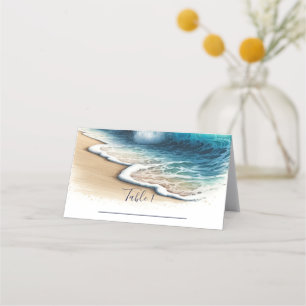 Tosende Ozeanwellen Küstenstrand Hochzeit Sitzgele Platzkarte