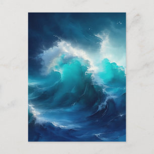 Tosende Ozeanwellen Turbulente Blaue Türkis Postkarte