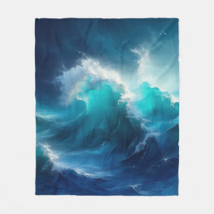 Tosende Ozeanwellen Turbulentes Blau Türkis Fleecedecke