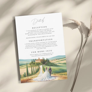 Toskana Aquarell-Illustration Skyline Hochzeit Begleitkarte