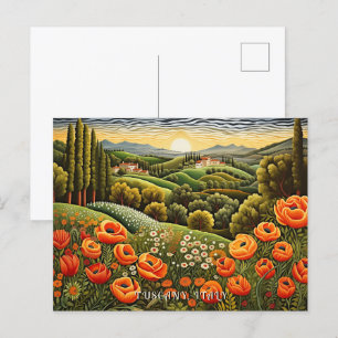 Toskana Frühlingslandschaft Malerei Italien Reisen Postkarte