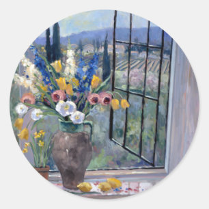 Toskana Hillside II Runder Aufkleber