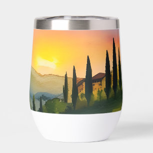 Toskana Hügel Landschaftlich Wasserfarbe