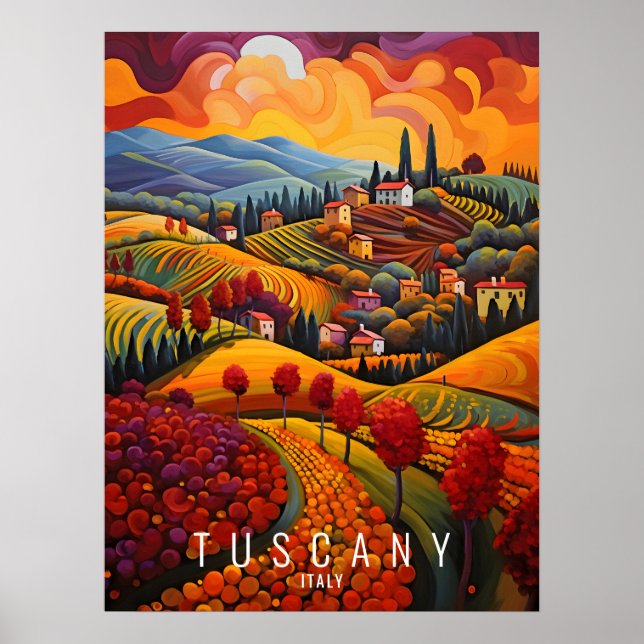 Toskana im Herbst Malerei | Italien Reise | Art Poster (Vorne)