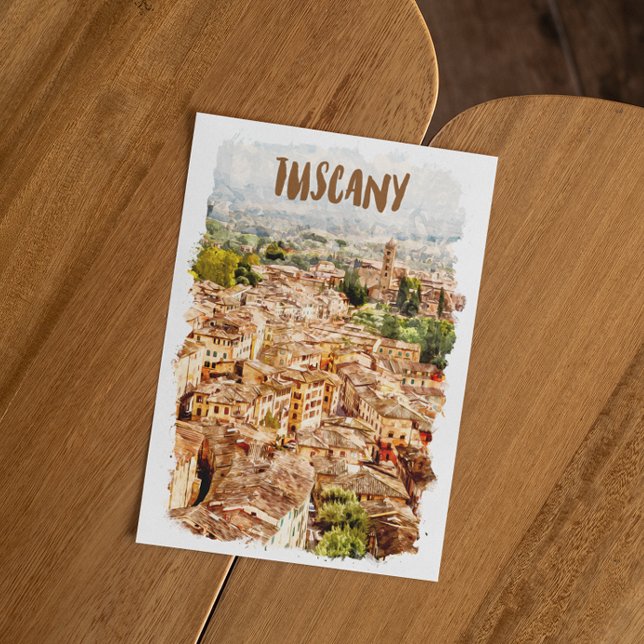 Toskana Italien Aquarelle Aussicht Postkarte (tuscany italy watercolor view postcard)