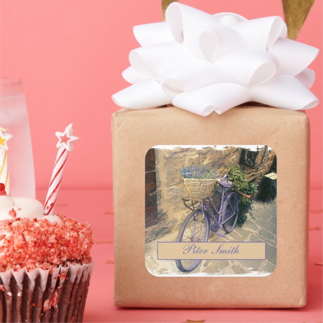 Toskana. Italien. Cortona. Fahrrad. Quadratischer Aufkleber (Party)