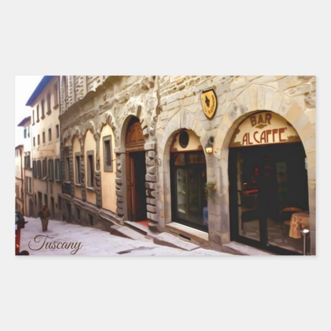 Toskana. Italien. Cortona. Rechteckiger Aufkleber (Vorderseite)