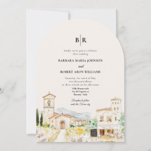 Toskana Italien Gebogene Destination Hochzeit Einladung