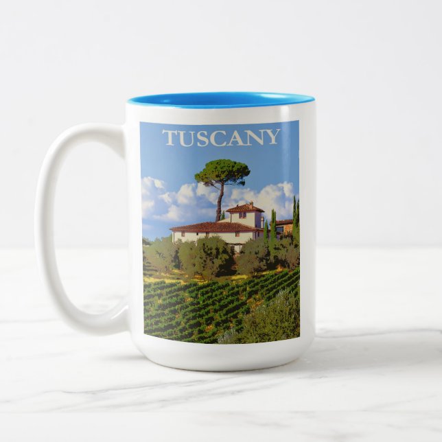 Toskana Italien Italienische Villa Retro Reisen Po Zweifarbige Tasse (Links)