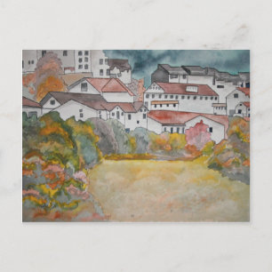Toskana Italien Landschaft Aquarellmalerei Postkarte