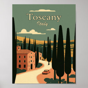 Toskana Italien Minimalistisches Vintage-Reisepost Poster