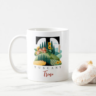 Toskana Italien Monogramm Buchstabe T Personalisie Kaffeetasse
