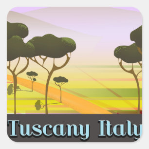 Toskana Italien Reise Landschaft. Quadratischer Aufkleber