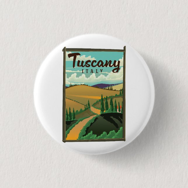 Toskana Italien Reiseplakat Button (Vorderseite)