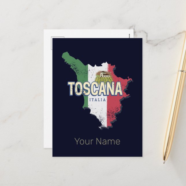 Toskana Italien Retro Region Karte Vintag (Vorderseite/Rückseite Beispiel)