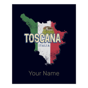 Toskana Italien Retro Region Karte Vintag Poster