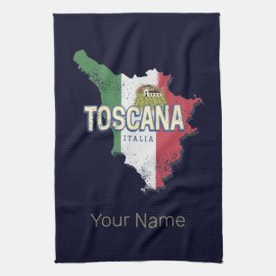 Toskana Italien Retro-Regionskarte Vintage Fattori Geschirrtuch